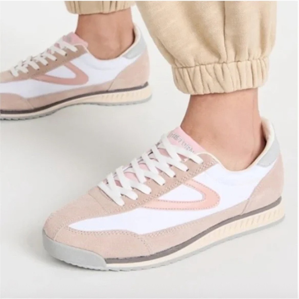 Tretorn Rawlins Sneakers Size 7.5 M Pink White Suede Retro Tennis Shoes